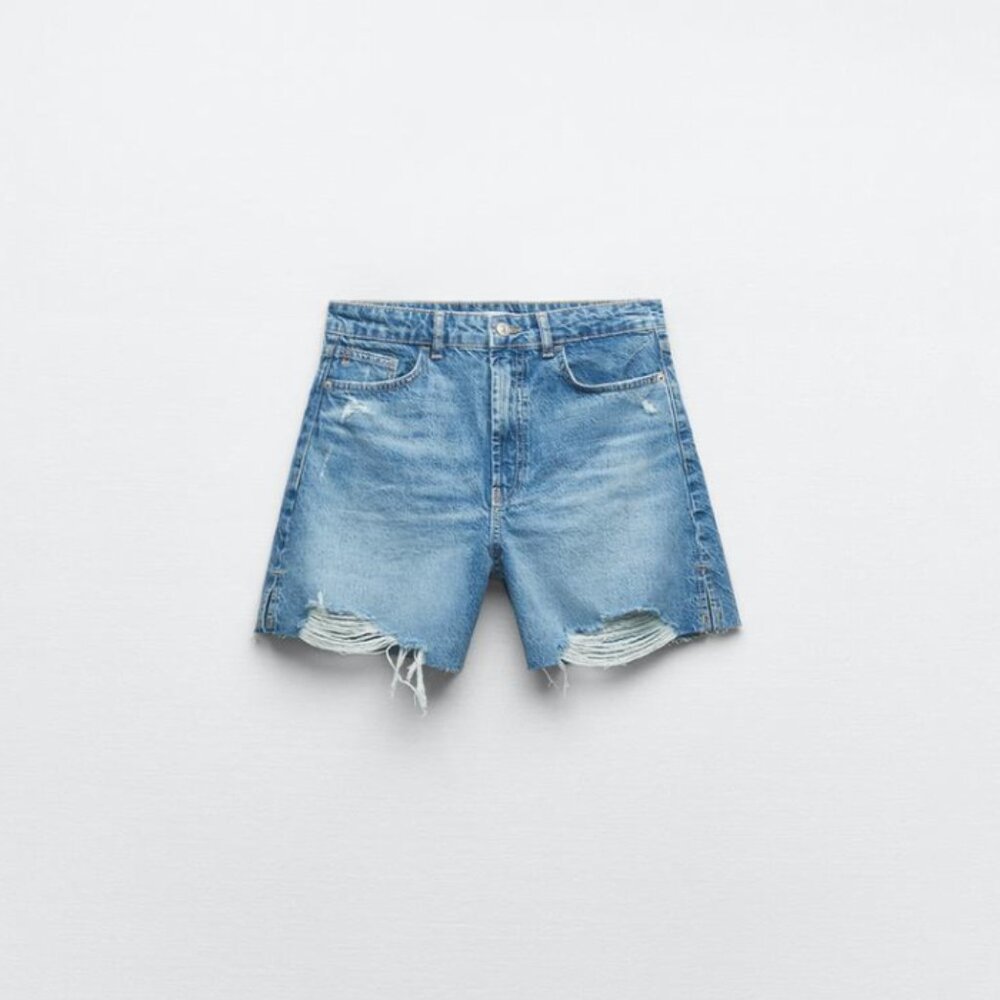 ZARA Z1975 Ripped Denim Shorts – Size 28 (US 6), REF 5862/174